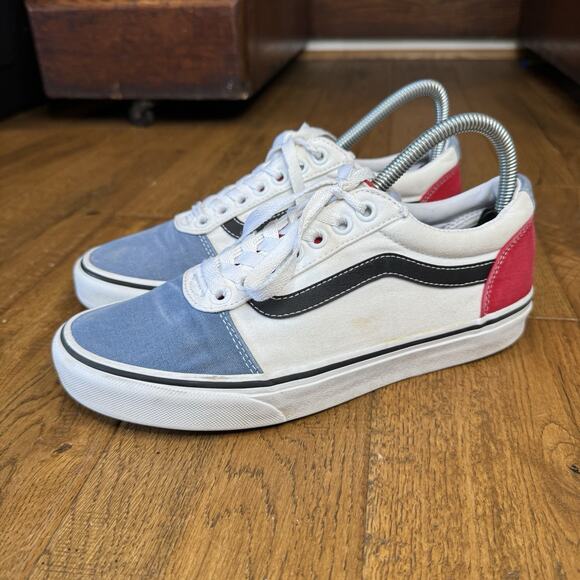 Vans Shoes - VANS Ward Shoes Men's 6.5 Womens 8 White Blue Red Old Skool Skate Sneakers